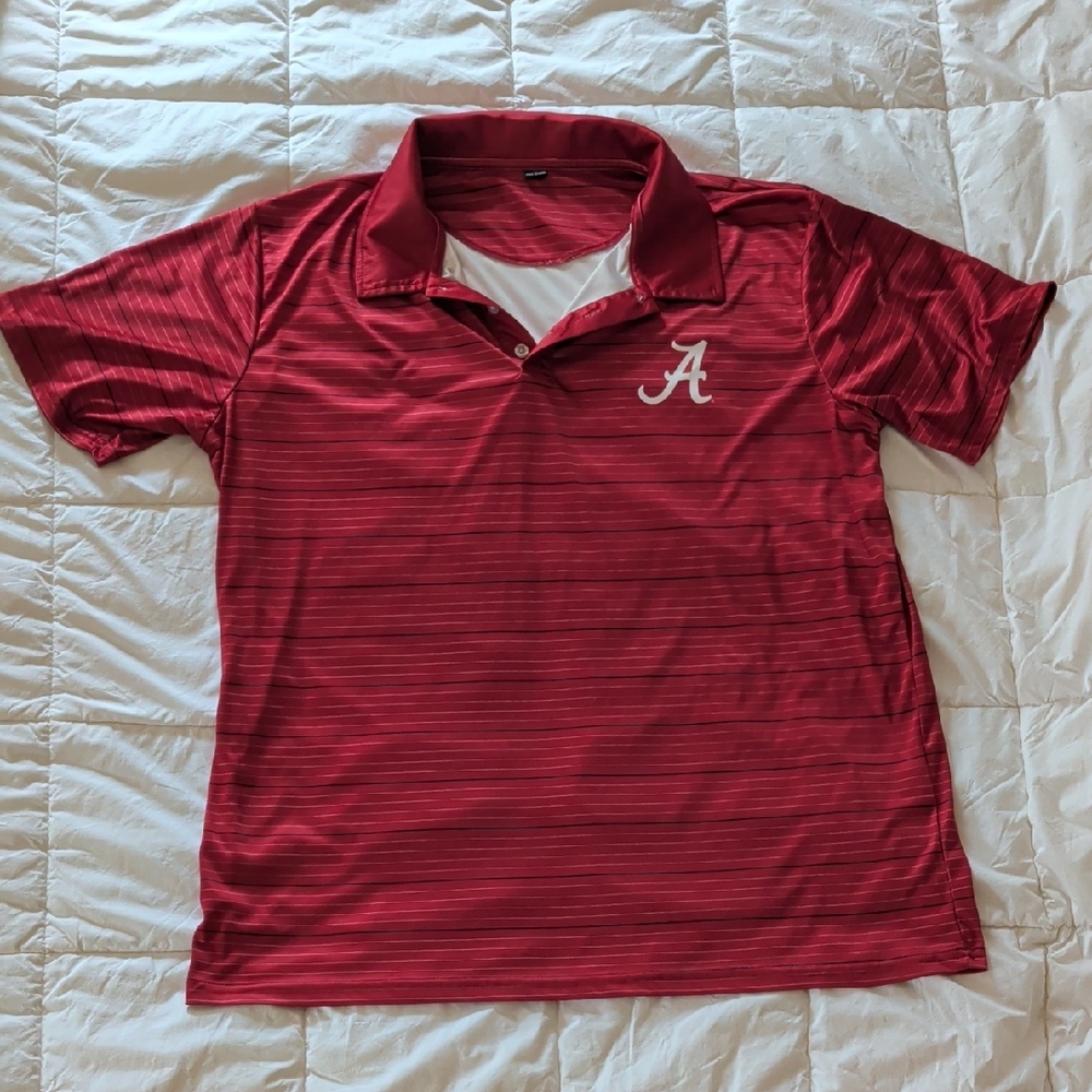 Alabama Crimson Striped Polo - Red